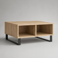 Mesa de Centro Retangular com Arrumação em Carvalho Natural e Preto, 100 x 60 x 45 cm