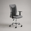 Cadeira Giratória Ergonómica em Pele Sintética PU e Malha Cinzenta, 62 x 62 x 112-122 cm