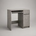 Secretária com Gaveta, Porta e Tabuleiro Deslizante em MDF Cinzento Efeito Cimento 100 x 50 x 75 cm