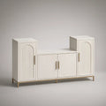 Aparador em MDF Branco e Dourado com 4 Portas, 160 x 40 x 90 cm