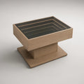 Mesa de Centro Retangular com Iluminação LED, Vidro Temperado Preto e MDF em Carvalho Claro, 80 x 60 x 45 cm